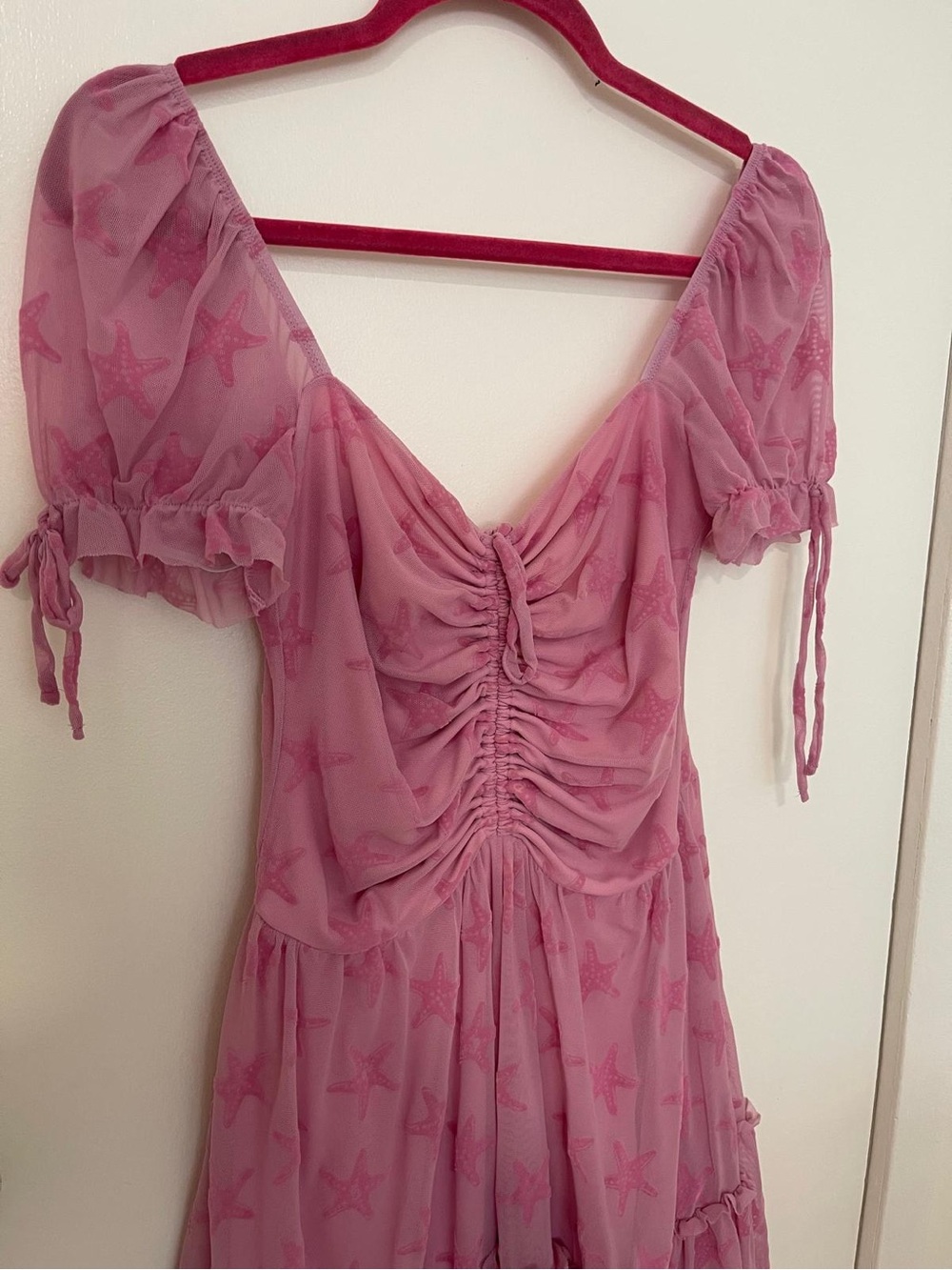 Blackmilk Pink Starfish Ruched Midi Chemise